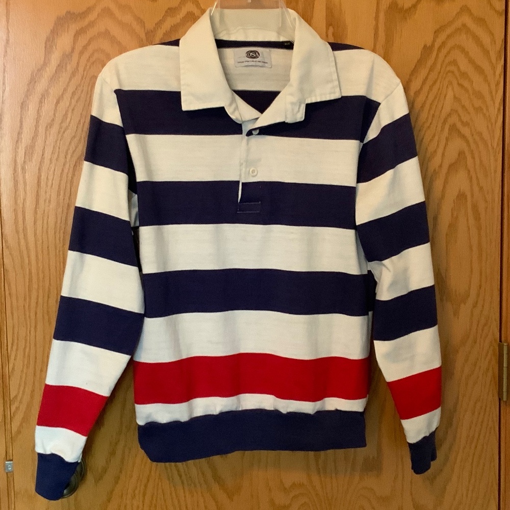 Oxford Sportswear - Classic Striped Polo Shirt Blue Cream Red